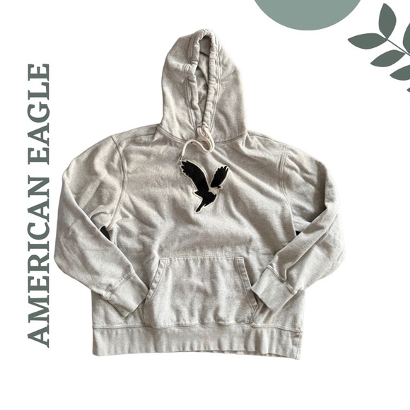 🛍️3/$40 American Eagle Outfitters Men’s XXLT Hoodie – Grey w/ Black Logo - Picture 1 of 6